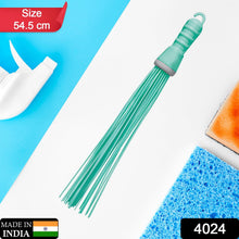 Plastic broom with hard bristles, ideal for floor scrubbing