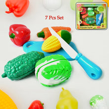 Realistic slice-able fruits and vegetables cut in 2 part play toy set