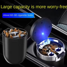 Portable Car Ashtray with Lid and Blue LED Light (1 Pc)