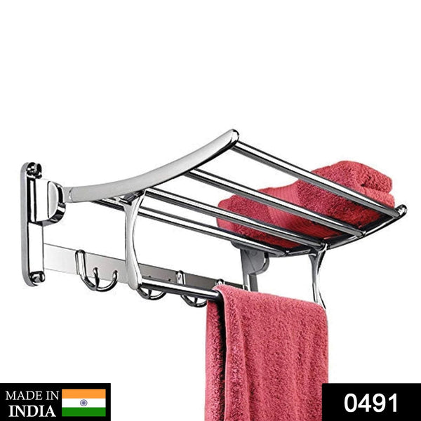 Durable 18-inch stainless steel towel rack with folding design and towel bar.