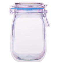 Airtight plastic food storage jar with zipper, 1000ml capacity.