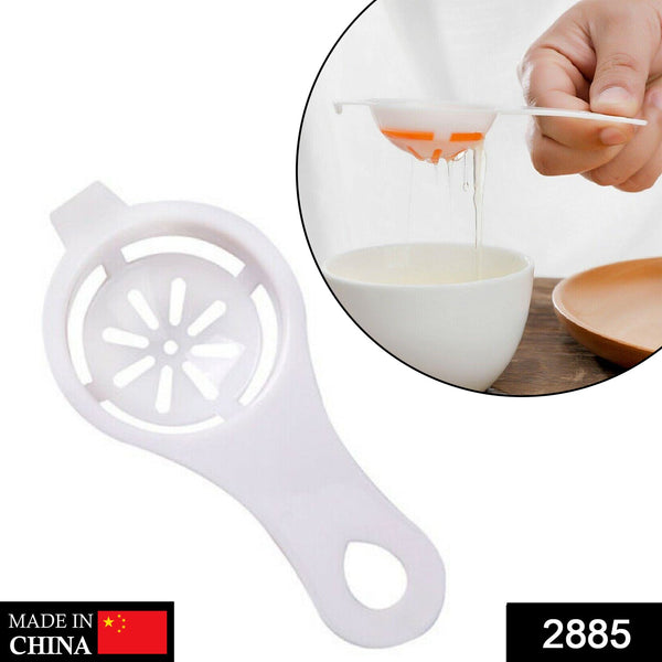 Plastic egg strainer for separating yolk and whites.