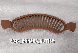 Handy plastic banana cutter with comfortable handle.